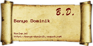 Benye Dominik névjegykártya